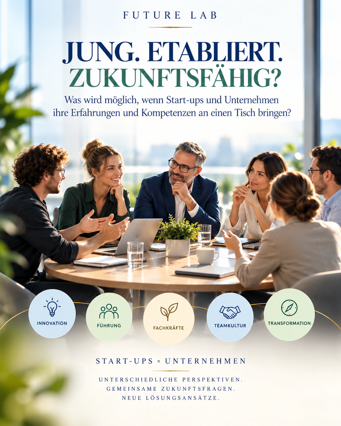 JUNG. ETABLIERT. ZUKUNFTSFÄHIG? Start-ups & Unternehmen - treffen einander am runden Kompetenz-Tisch?